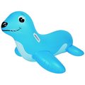 Perfectpitch Sea Lion Rider Inflatable Swimming Pool Float Toy with Handles, Blue - 46 in. PE72662